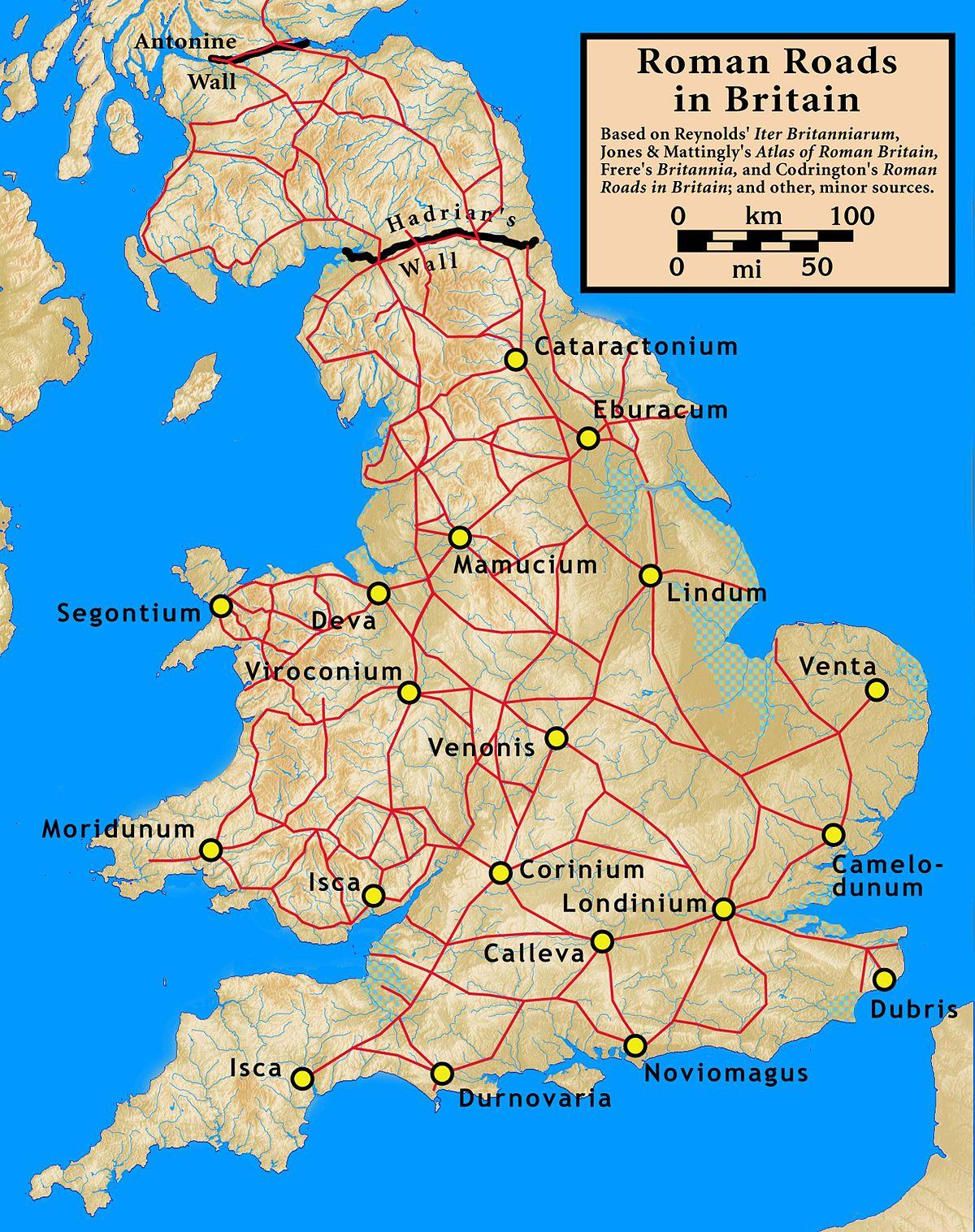地図のローマの道路イギリス 地図のイギリスローマ道 北欧のヨーロッパ