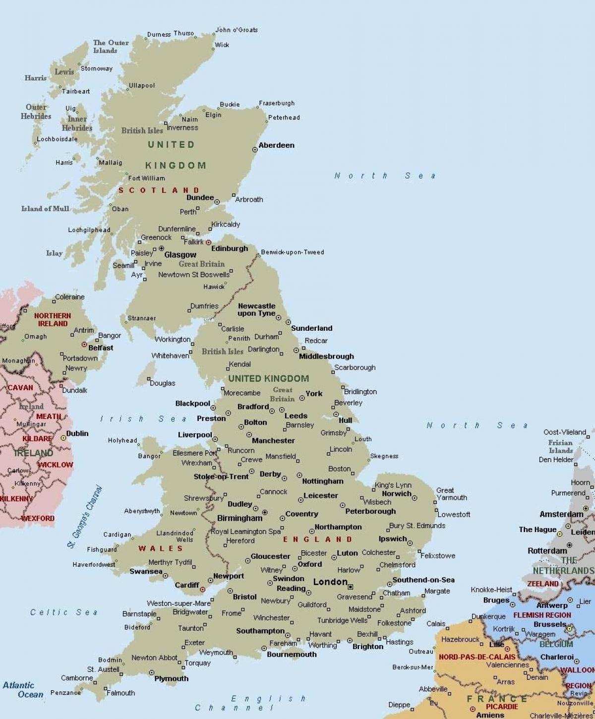 地図のイギリス都市 地図の英国の都市 北欧のヨーロッパ