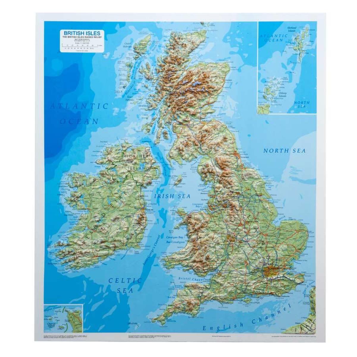 立体地図 レリーフマップ英国 地図の英国 北欧のヨーロッパ