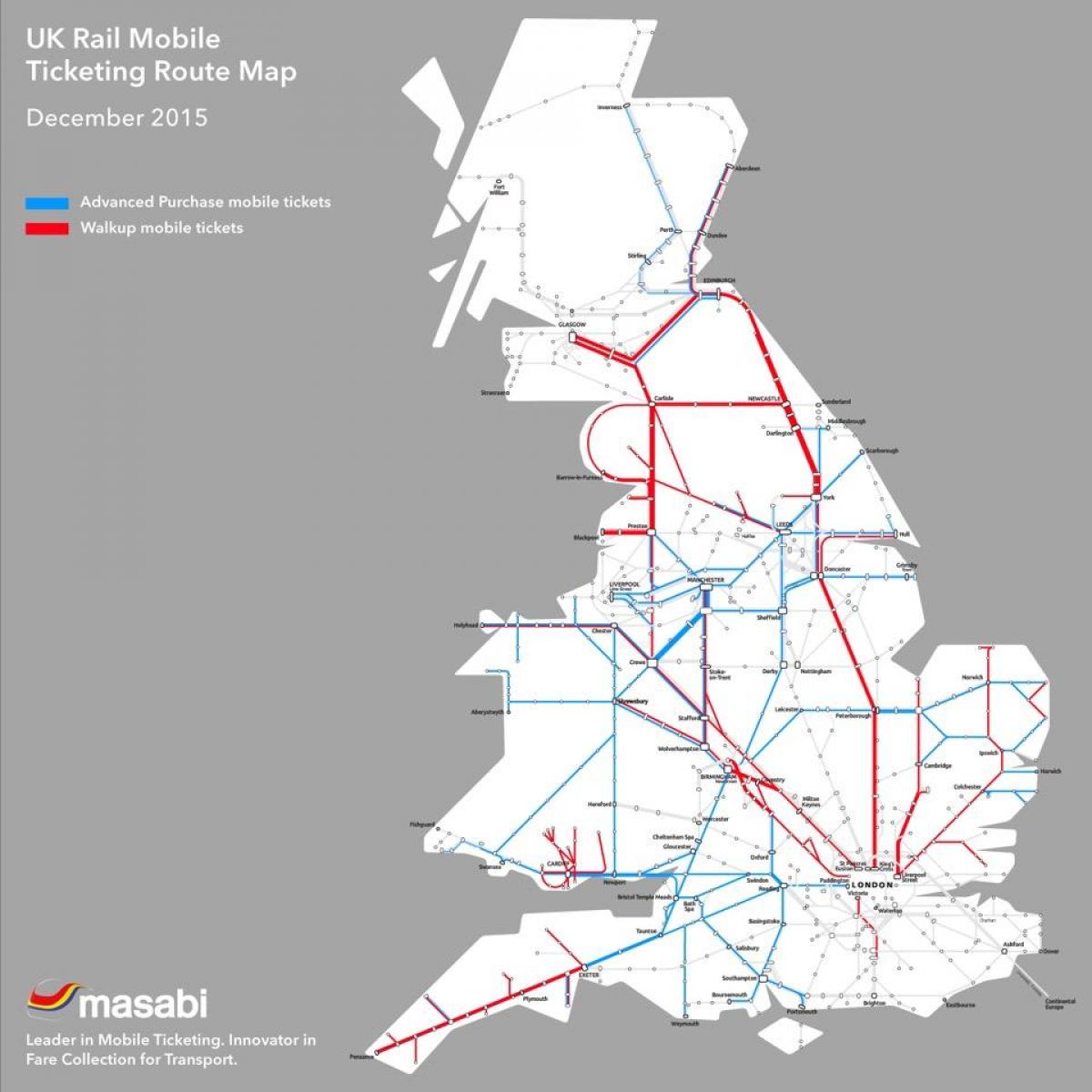 英国の電車線図 英国の主要路線図を北欧のヨーロッパ