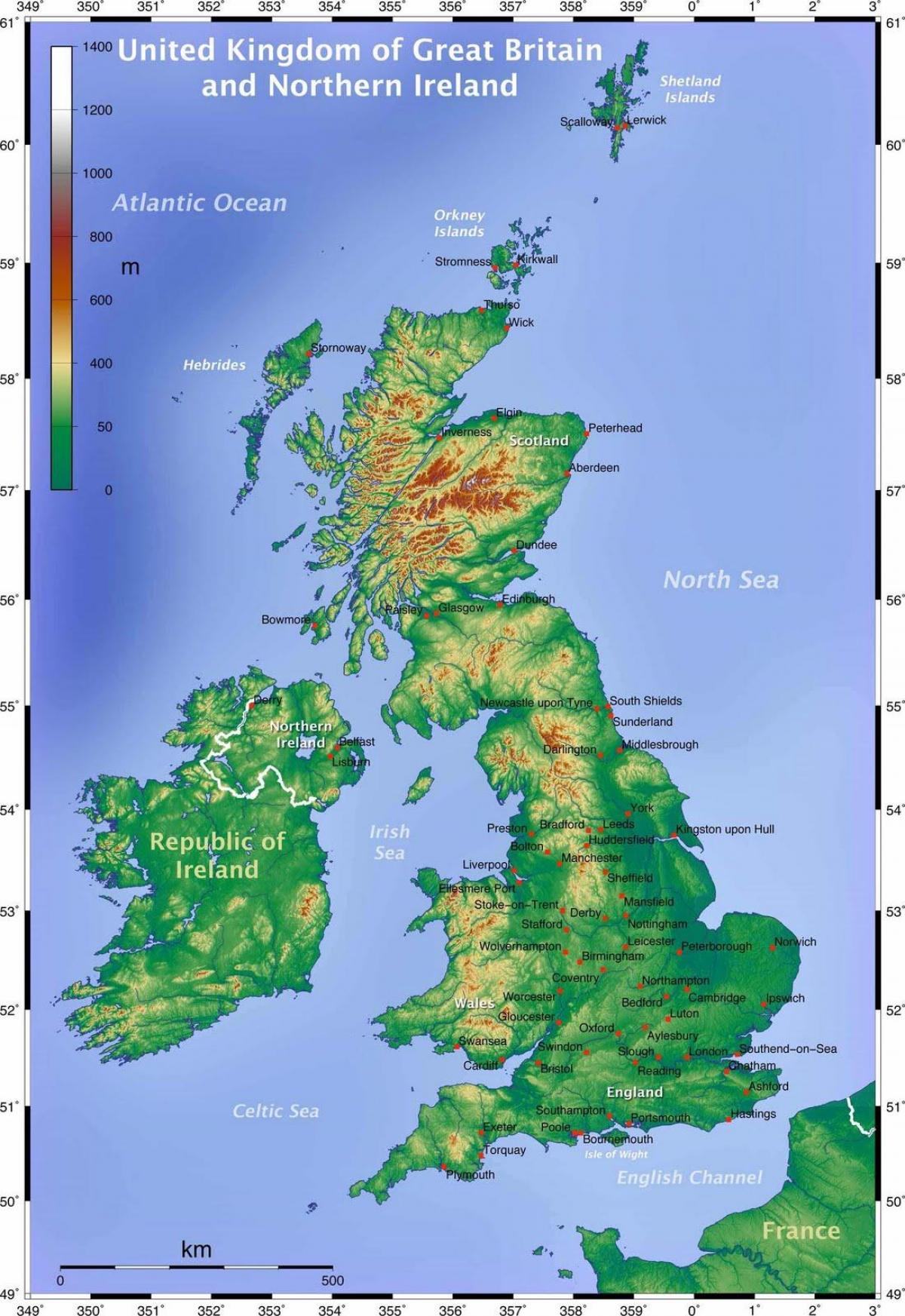 英国地形図 英国図 北欧のヨーロッパ