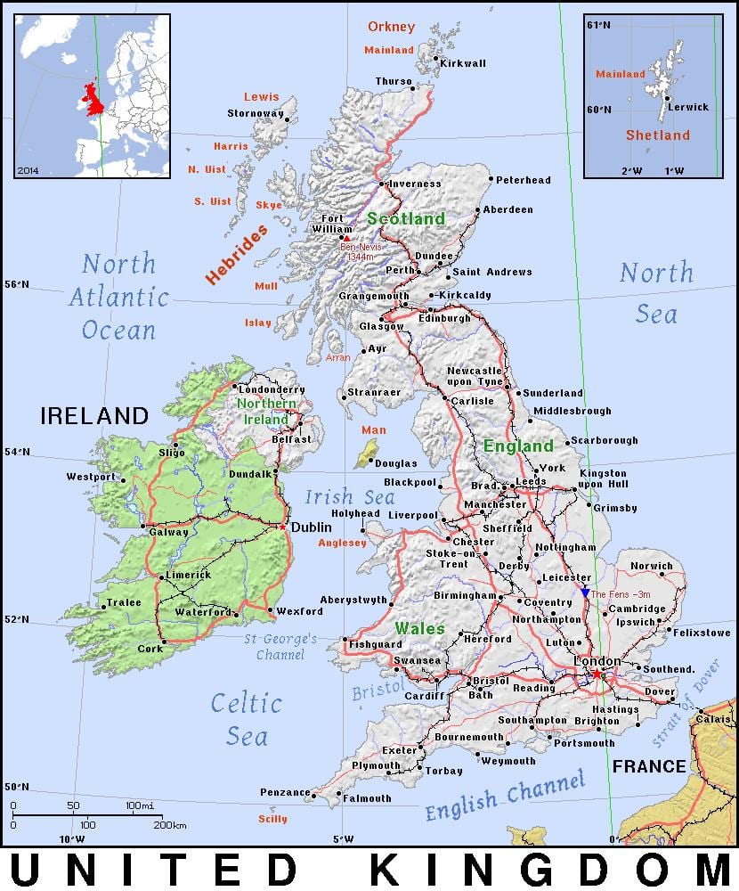 地図の英国北