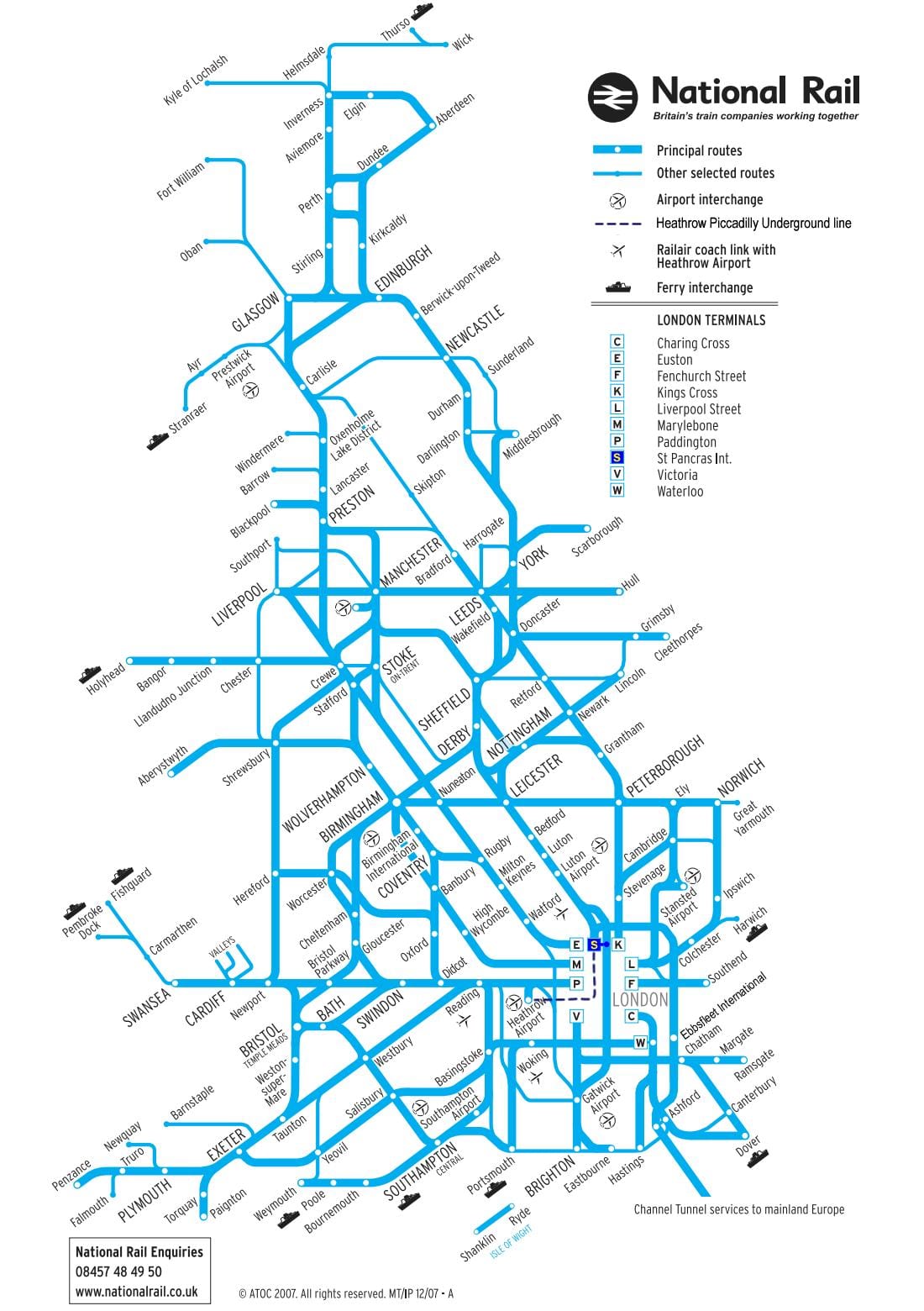 英国の鉄道システムの地図