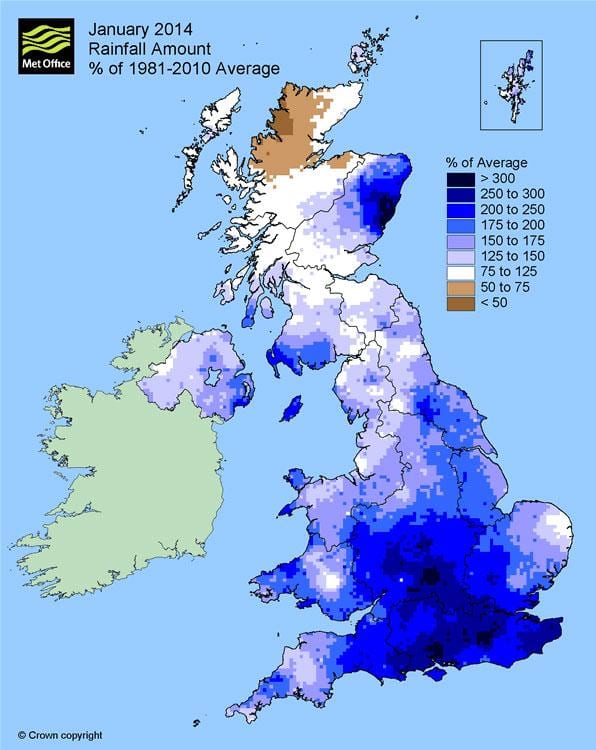 地図の英国での洪水