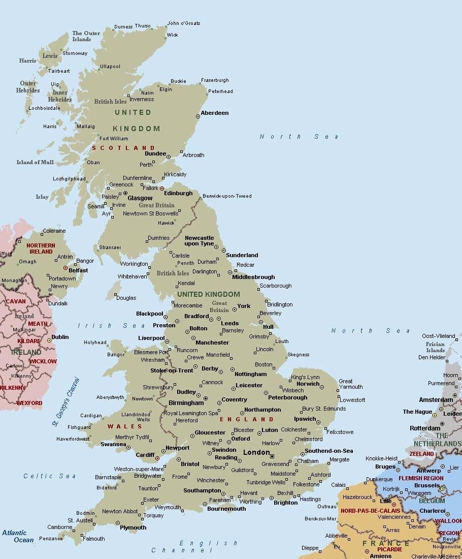 海辺の町は英国の地図