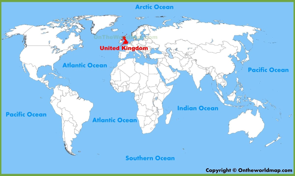 英国は、世界地図