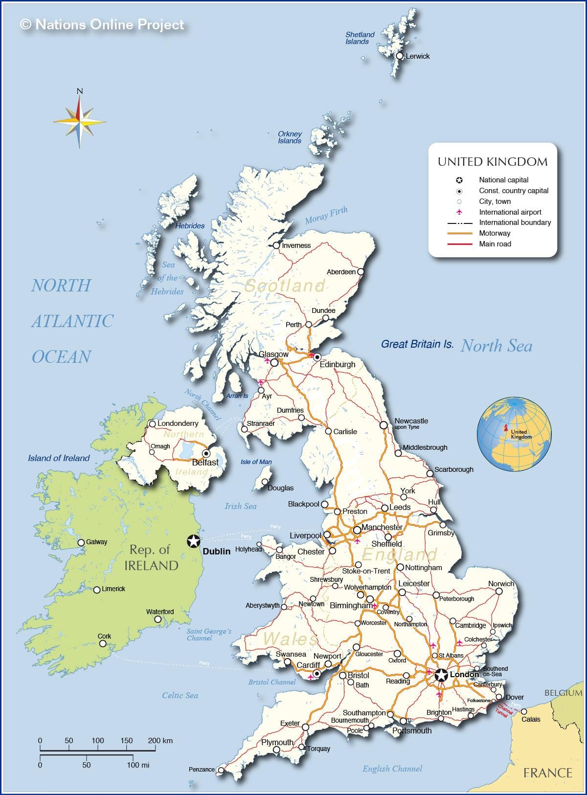 地図の英国の空港