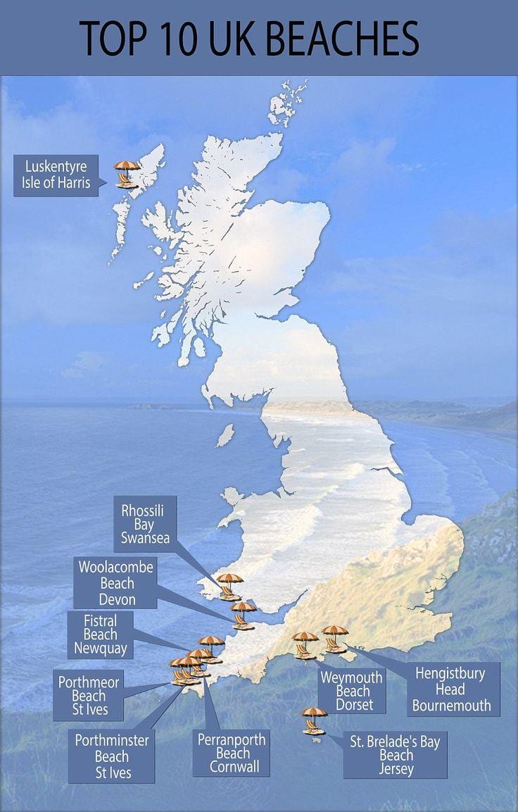 地図の英国ビーチ