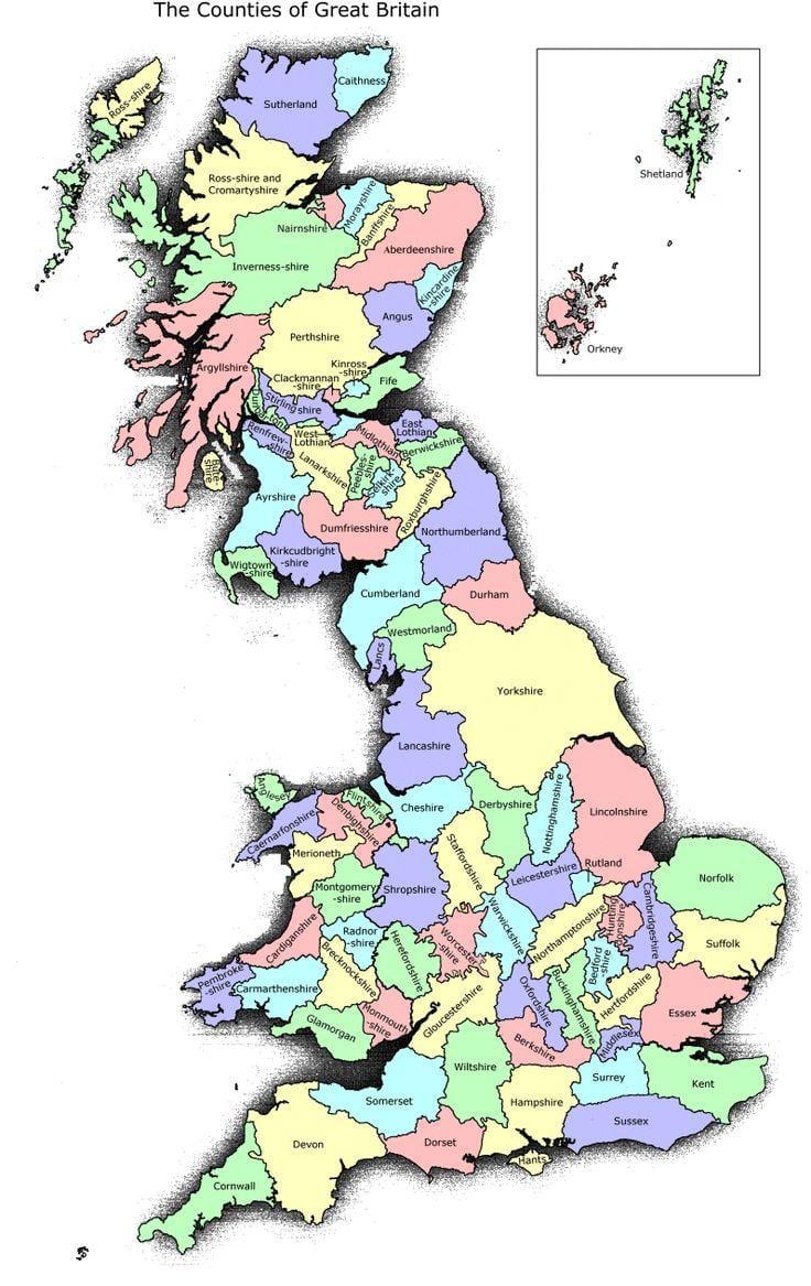 英国イギリスの地図