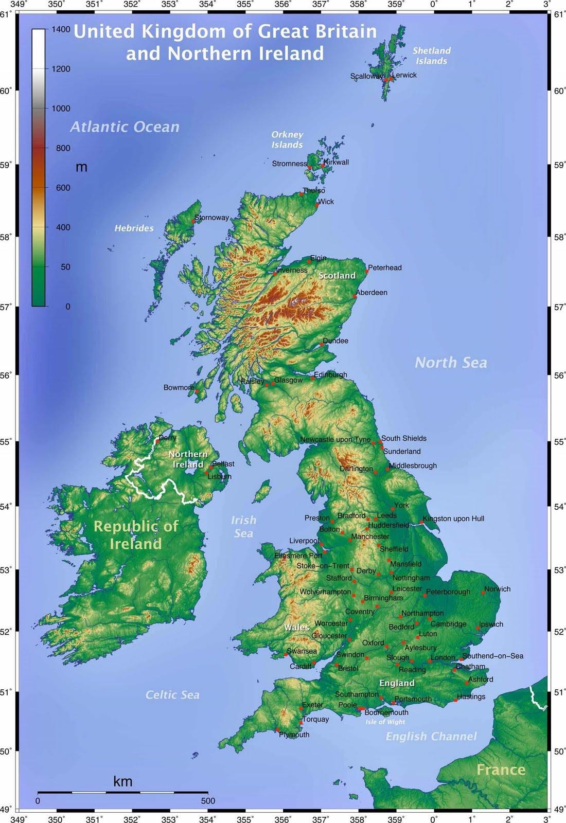 イギリスの地形図