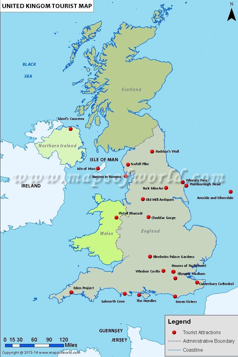 地図の英国旅行