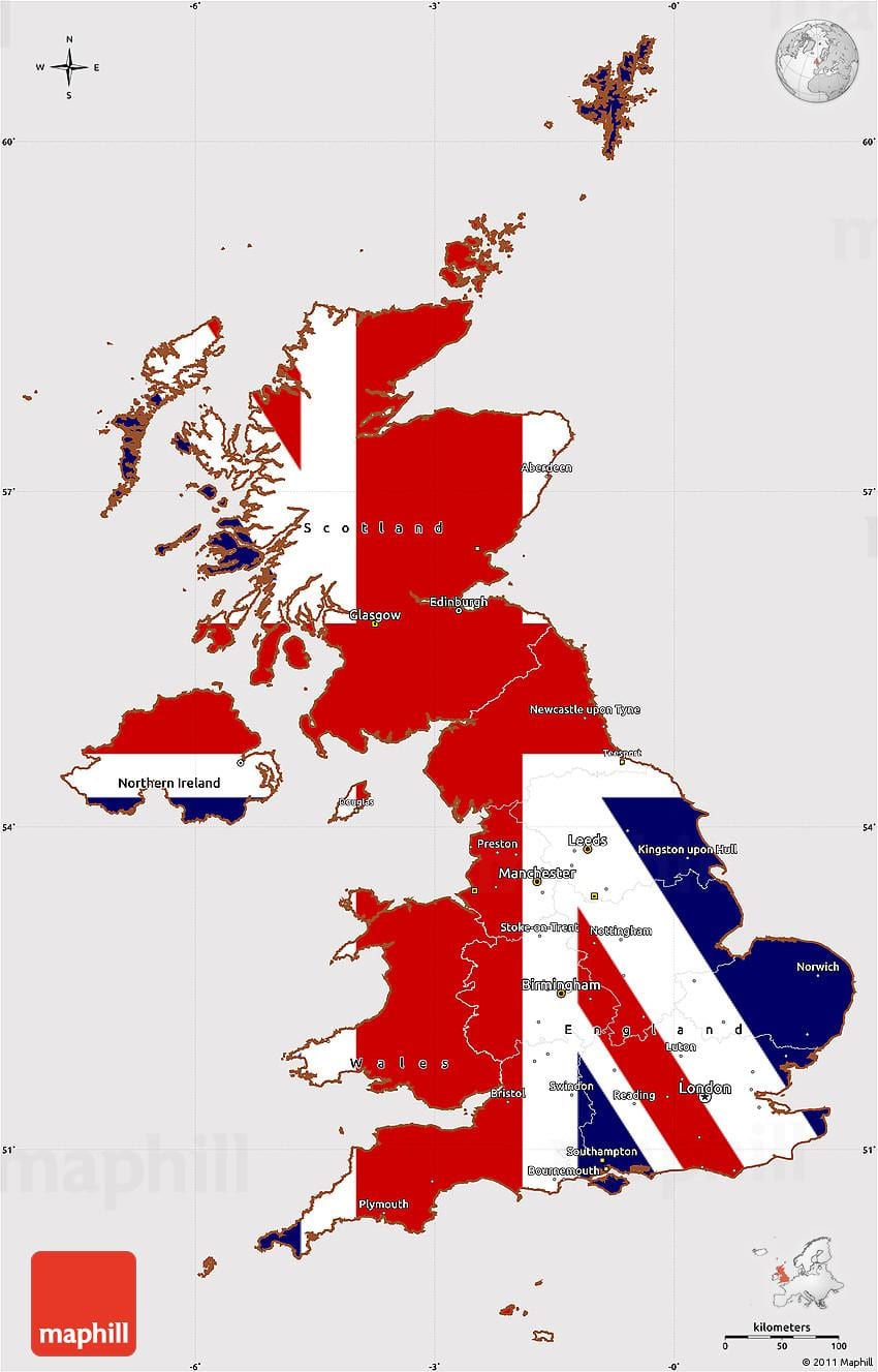 英国旗を地図