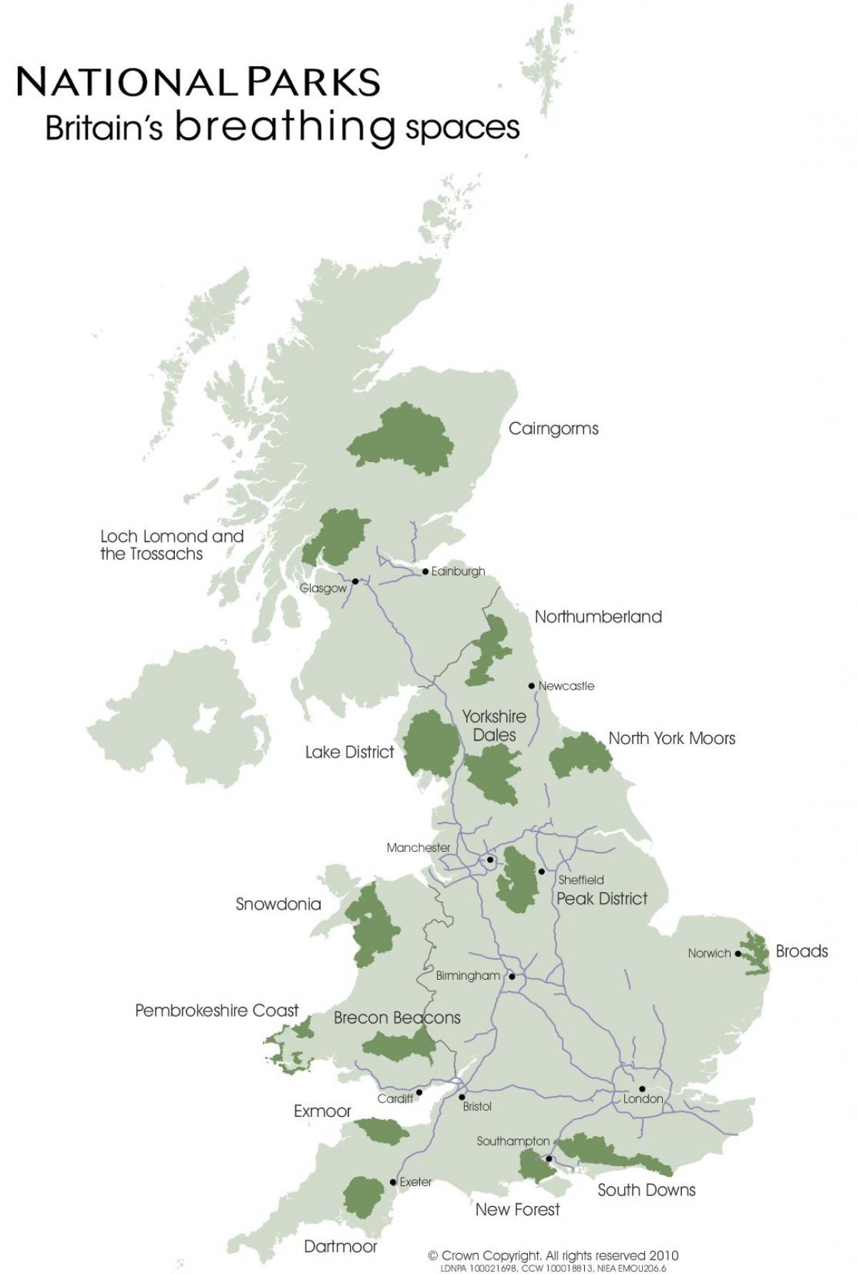 地図る英国の国立公園