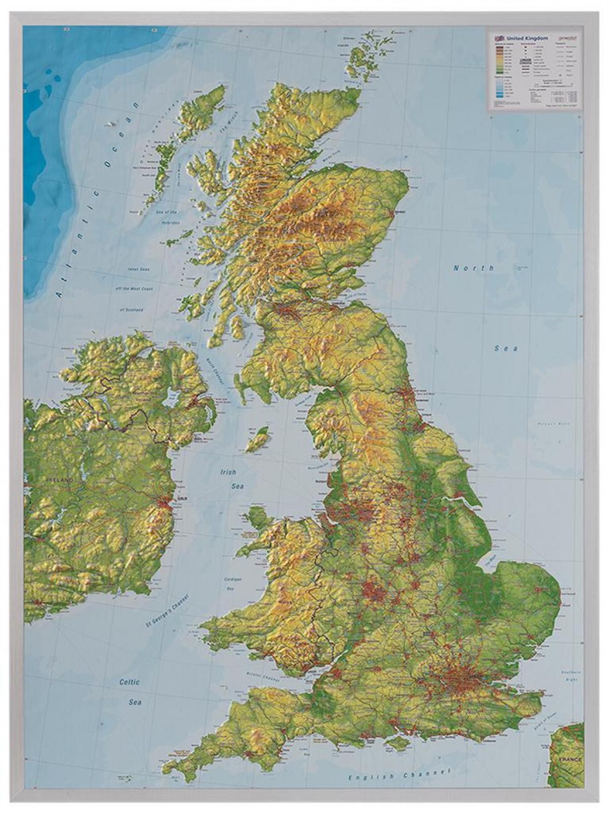 United Kingdom - Topographic • Map • PopulationData.net