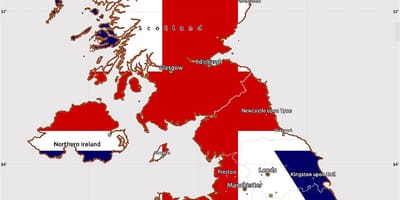 英国旗を地図