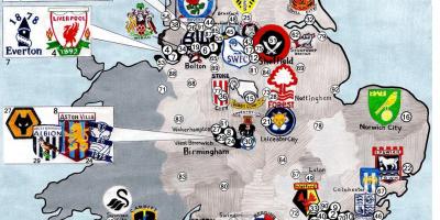 英国のサッカークラブを地図